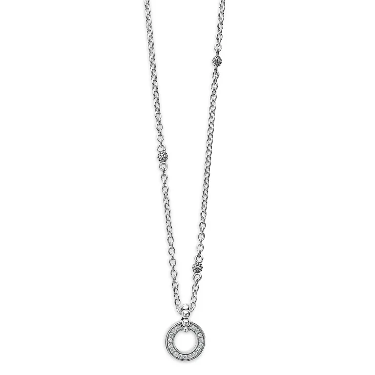 Lagos Sterling Silver Caviar Spark Diamond Pendant Necklace, 18