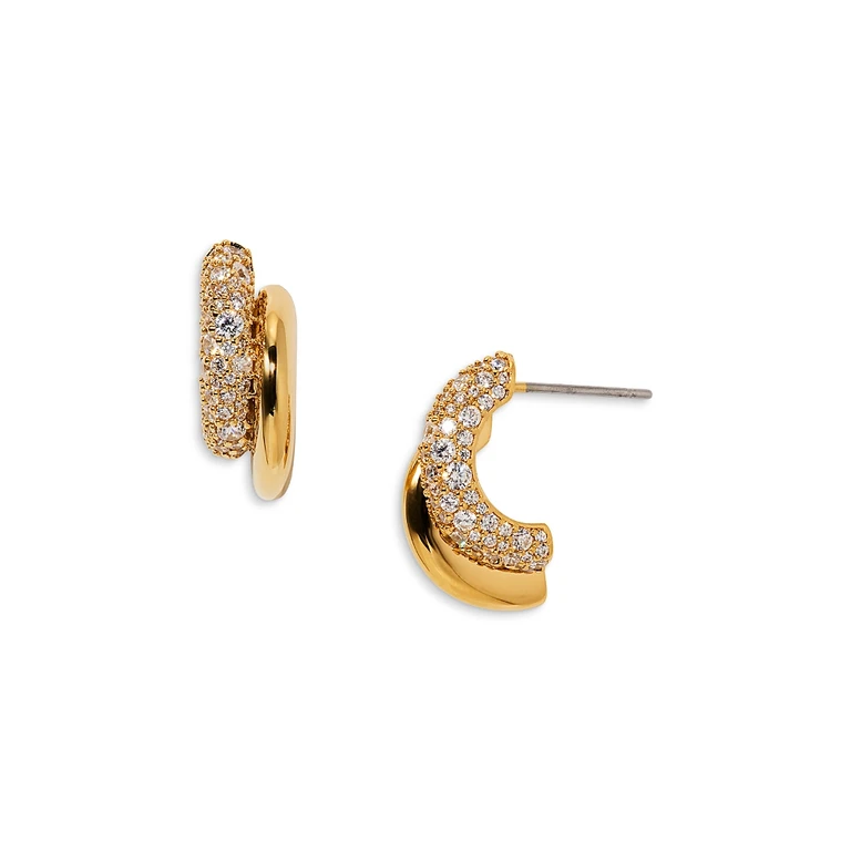 Nadri Pave Double Row Drop Earrings