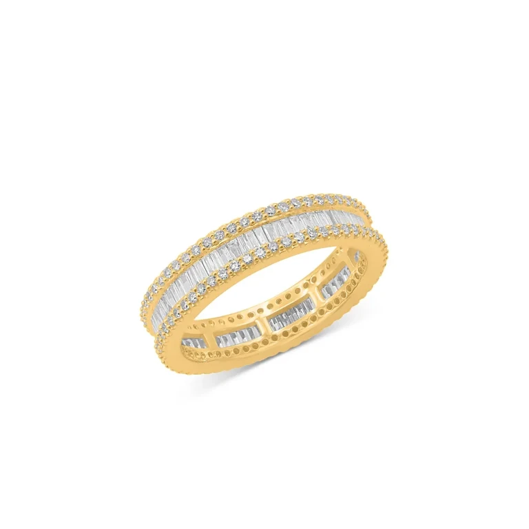 Diamond Round & Baguette Eternity Band in 14K Yellow Gold, 1.0 tcw