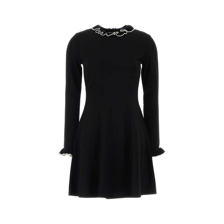 Valentino Garavani Black Viscose Blend Mini Dress Neroavorio Exterior: Polyester Abiti - Women