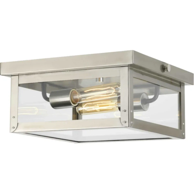 Stainless Steel Two Light Flush Mount from the Union Square Collection