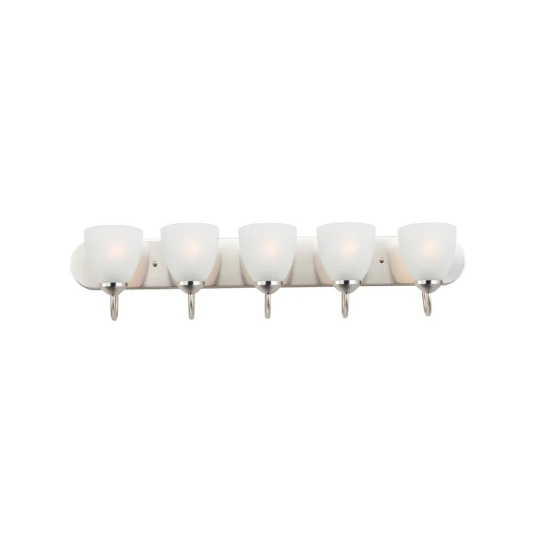 Satin Nickel Five Light Bath Vanity from the Axis Collection