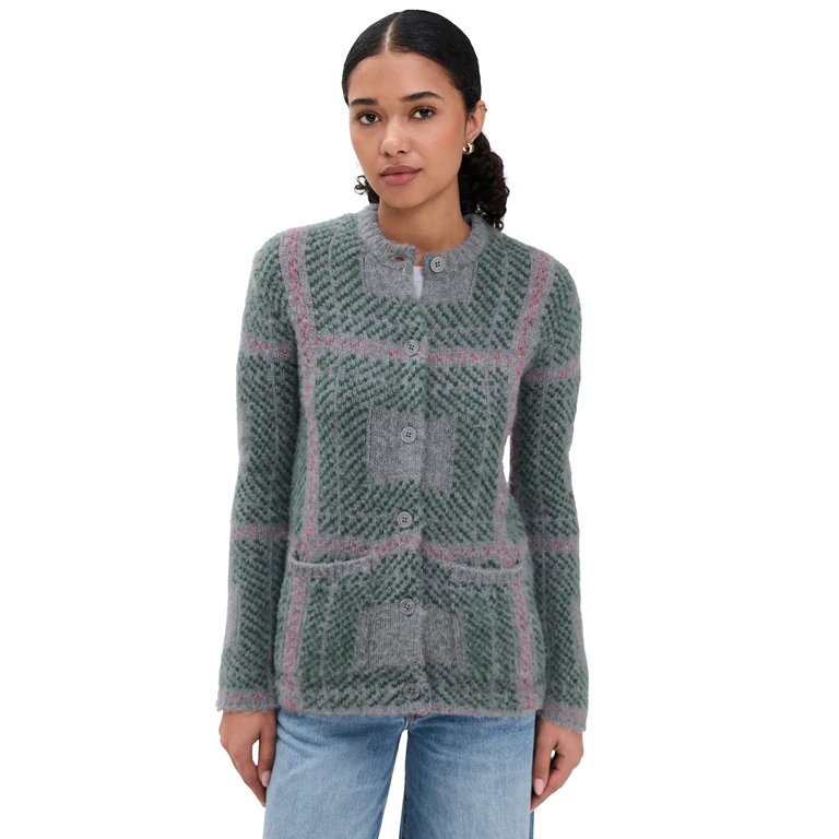 KULE The Egon Grey Plaid Sweater Grey Plaid S