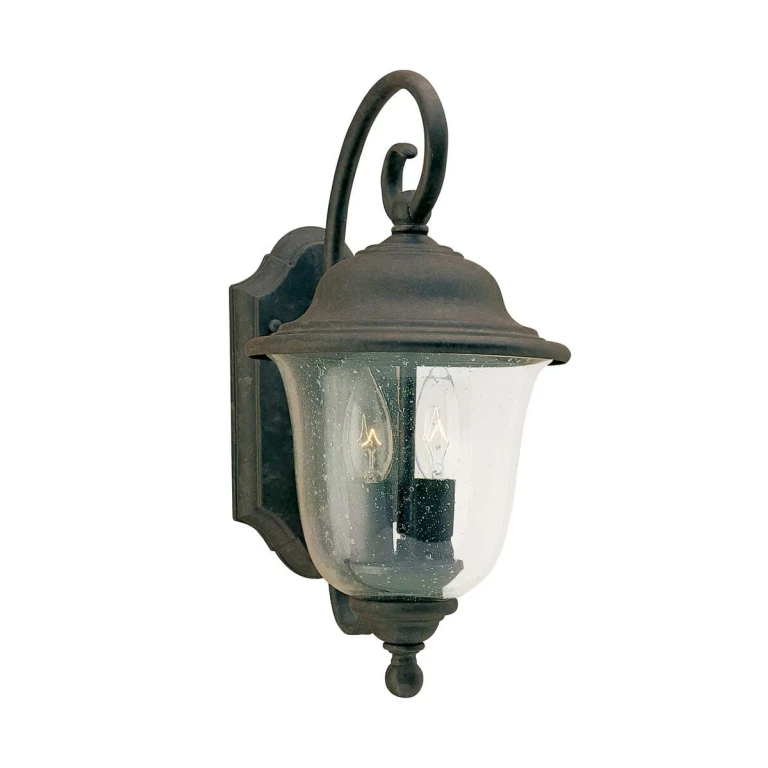Oxidized Bronze Two Light Outdoor Wall Lantern from the Trafalgar Collection