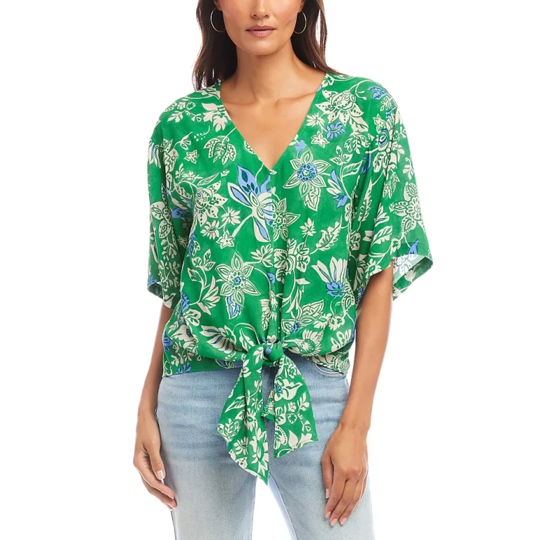 Karen Kane Short Sleeve Tie Front Top