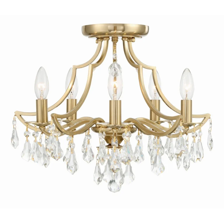 Vibrant Gold Five Light Semi Flush Mount from the Cedar Collection
