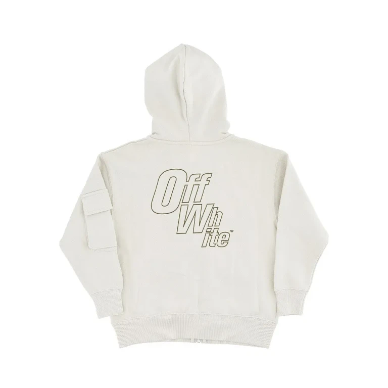OFF WHITE Full-zip hoodie with cargo pockets Kids 6Y