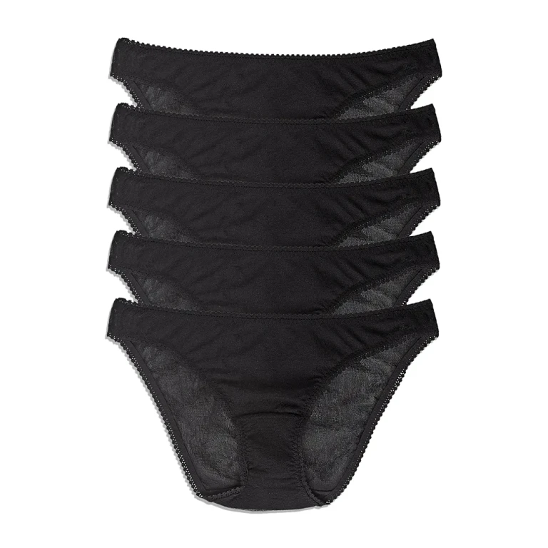 On Gossamer Mesh Hipster Bikinis, Set of 5