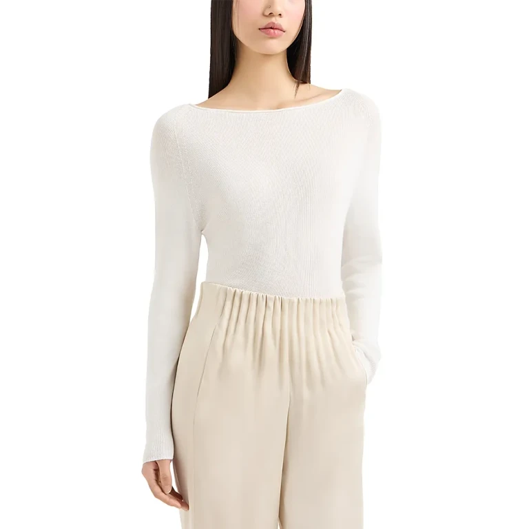 Emporio Armani Cotton Raglan Sleeve Ribbed Sweater