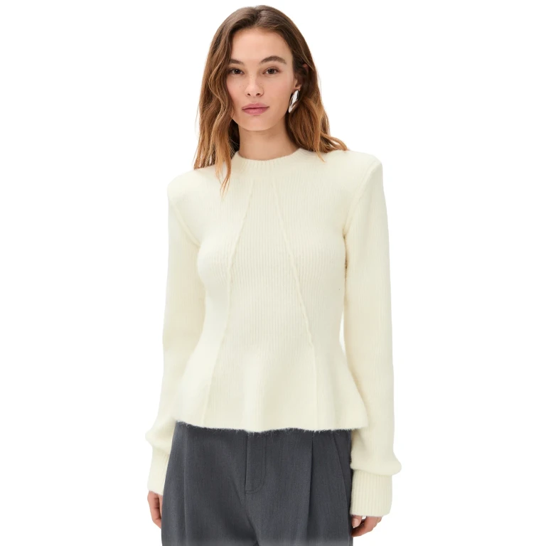 ROTATE Peplum Sweater Egret XL