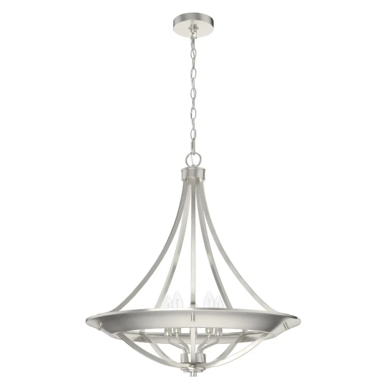 Brushed Nickel Four Light Pendant from the Perch Point Collection