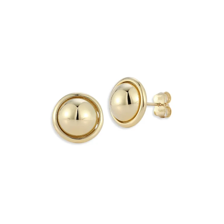 Bold Button Stud Earrings in 14K Yellow Gold