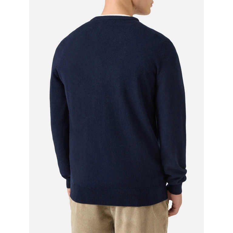 Mc2 Saint Barth Crewneck Sweater Heron Light With Gin Club Embroidery Blue - Men