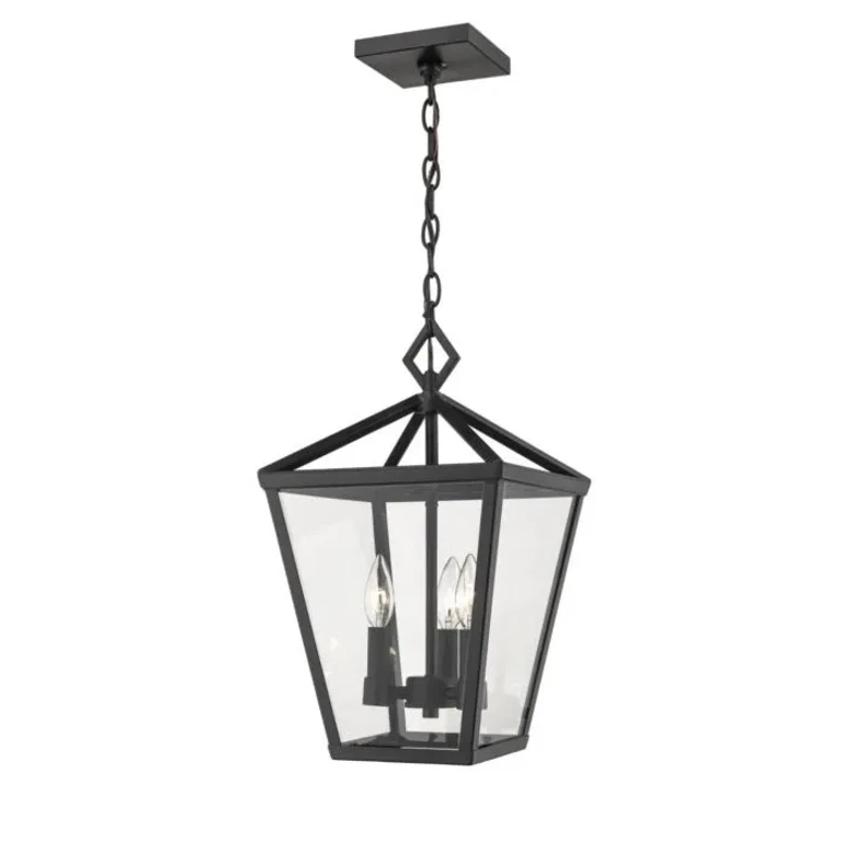 Powder Coated Black Four Light Outdoor Hanging Lantern from the Arnold Collection