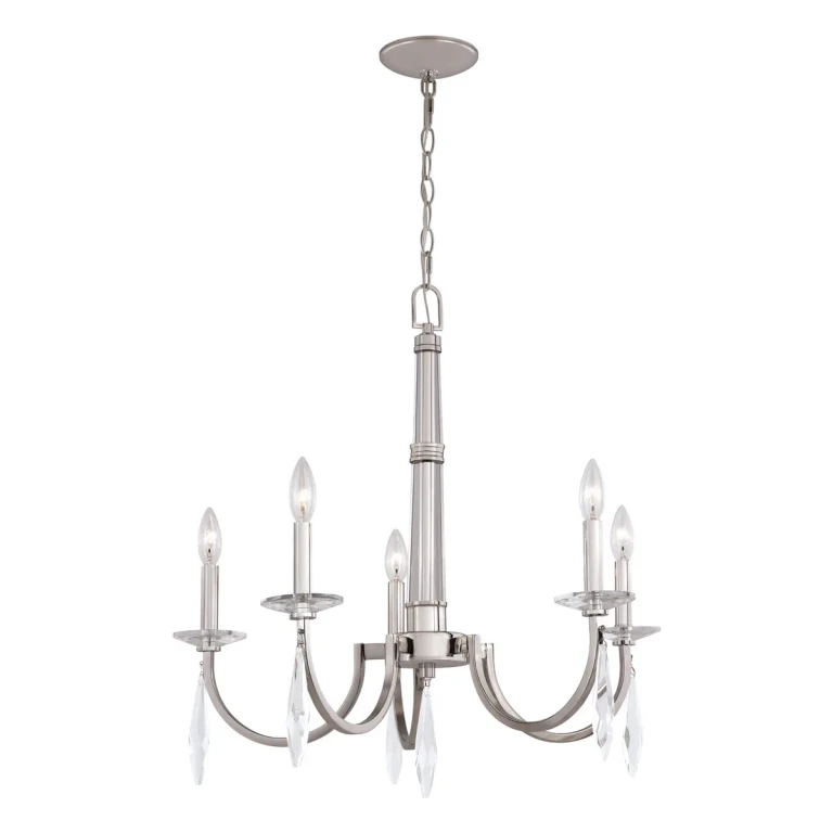Polished Nickel Five Light Chandelier from the Hoyne Collection