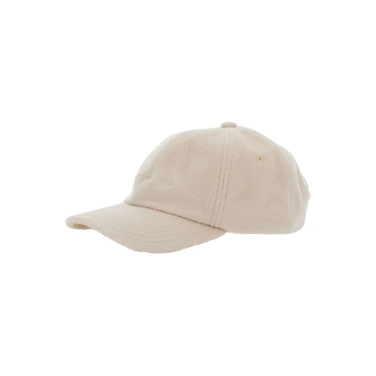 Jacquemus Beige Baseball Cap With Logo Lettering Embroidery On The Front In Wool Man