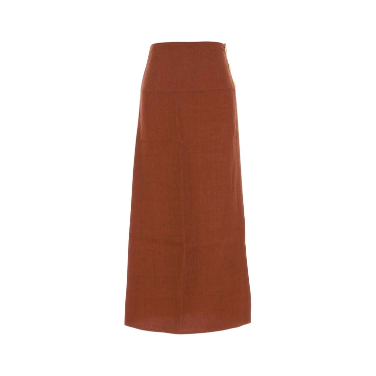Le Kasha Brick Linen Haifal Skirt Harissa Exterior: Organic Gonne - Women