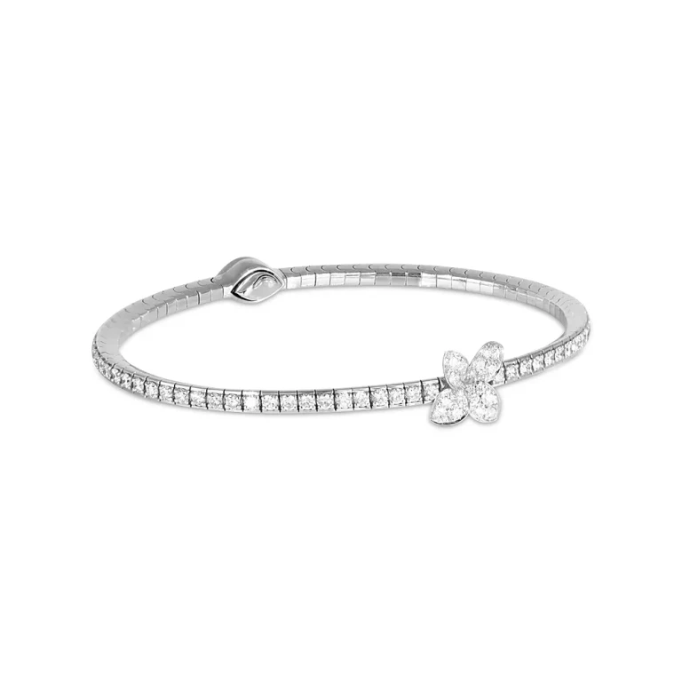 Pasquale Bruni 18K White Gold Heart to Earth Diamond Flower Tennis Bracelet