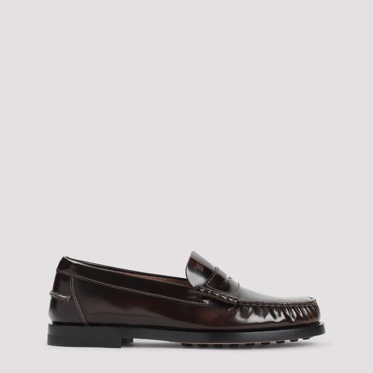 Tod`S Tods Calf Leather Loafers Brown Shoe - Women