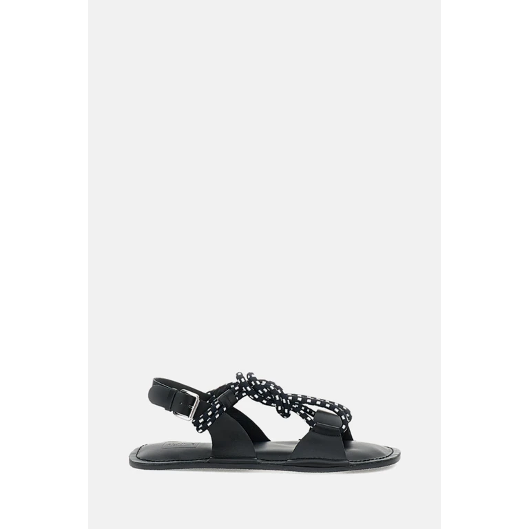 PLAN C Sandals Black Leather - Women