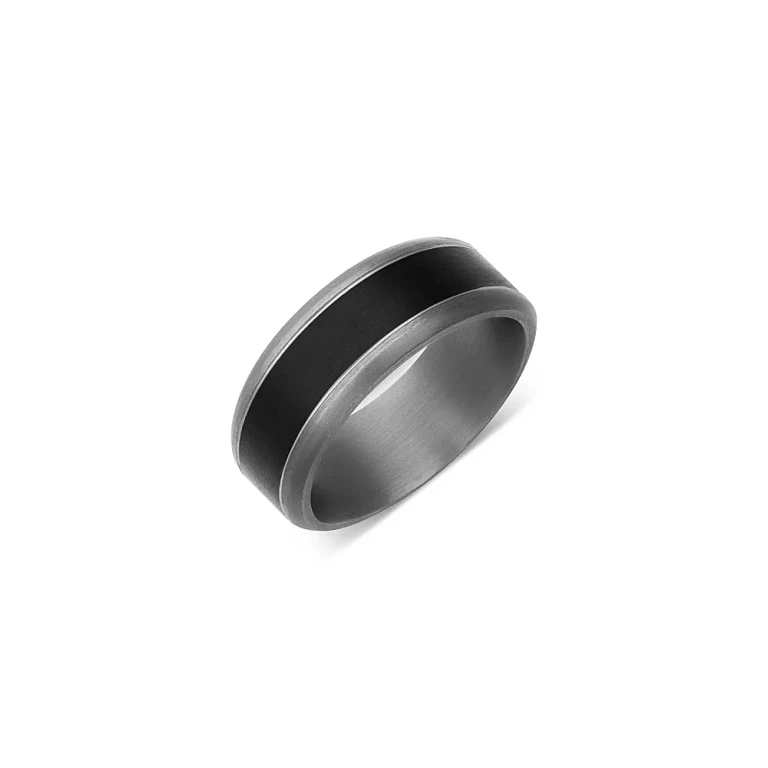 Men's Gray & Black Inlay Band in Tantalum