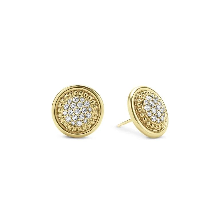 Lagos 18K Gold & Ceramic Meridian Diamond Stud Earrings