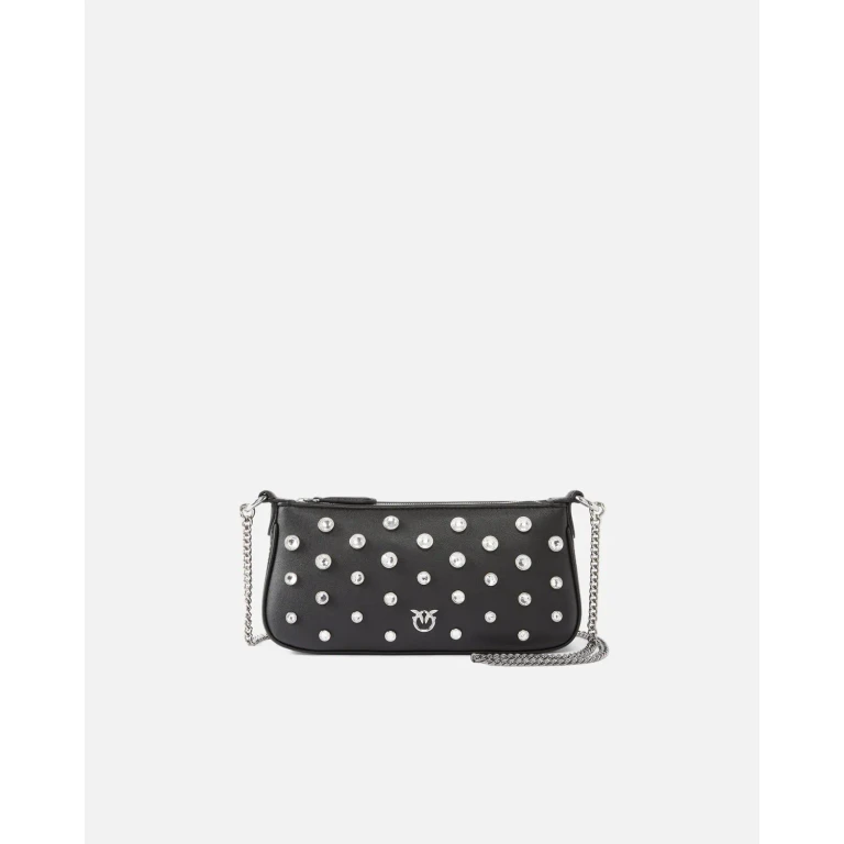 Pinko - Petit sac porté épaule Mini Half Moon en cuir à strass