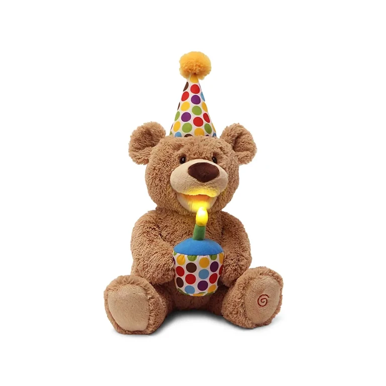 Gund Happy Birthday Animated Bear Singing Light Up Plush Stuffed Animal, 10- Ages 3+