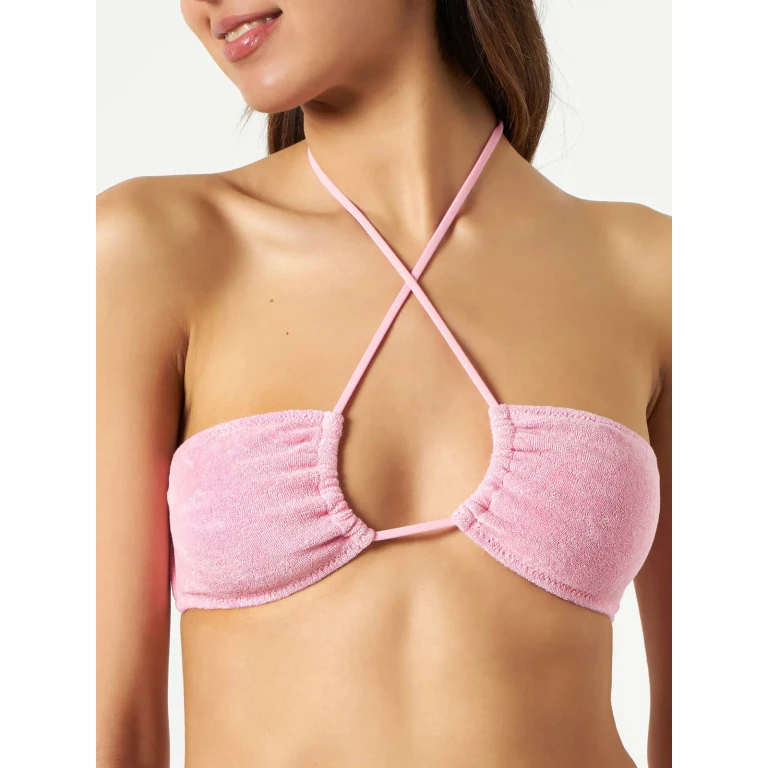 MC2 Saint Barth Dahlia Pink Terry Bandeau Bikini Top