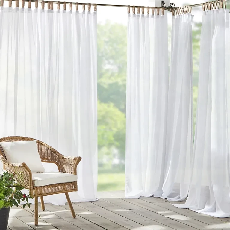 Elrene Home Fashions Darien Solid Indoor/Outdoor Sheer Adhesive Loop Tab Top Window Curtain Panel, 52 x 84