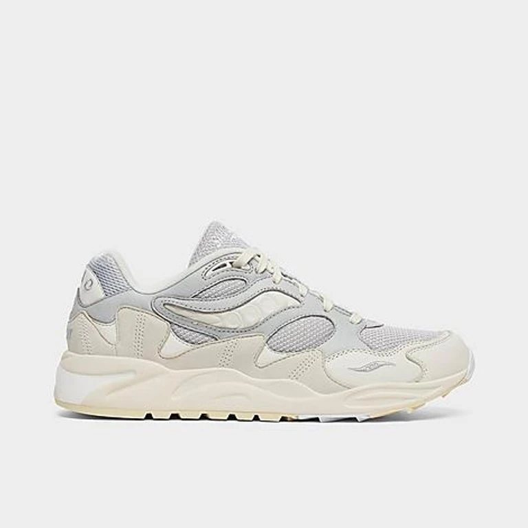 Saucony Men's Grid Shadow 2 Lux Casual Shoes in Grey/White Size: 7.5