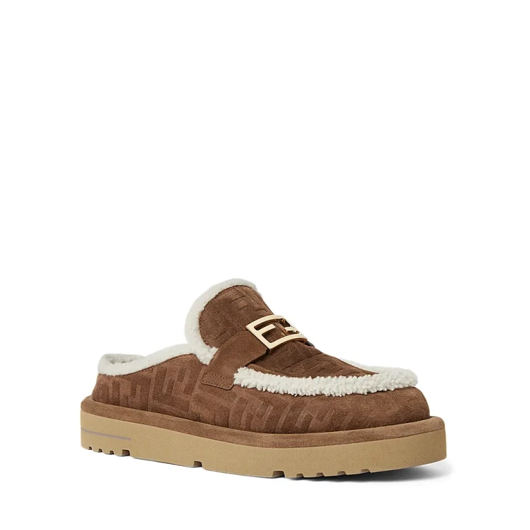 Fendi Feminino Apre Chic Mules forradas de shearling