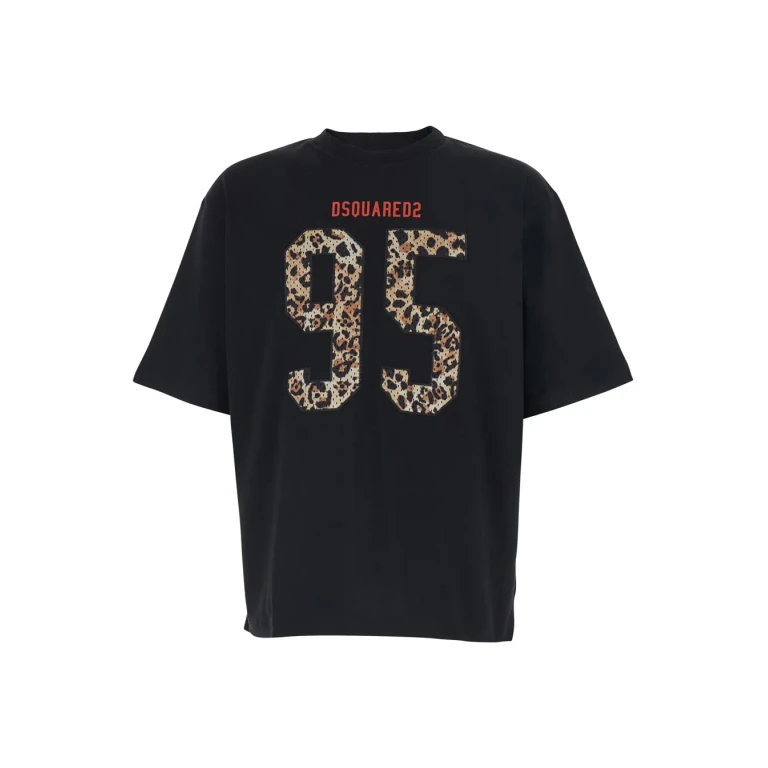 Dsquared2 Black T-shirt With Maxi Logo On The Front In Cotton For Men