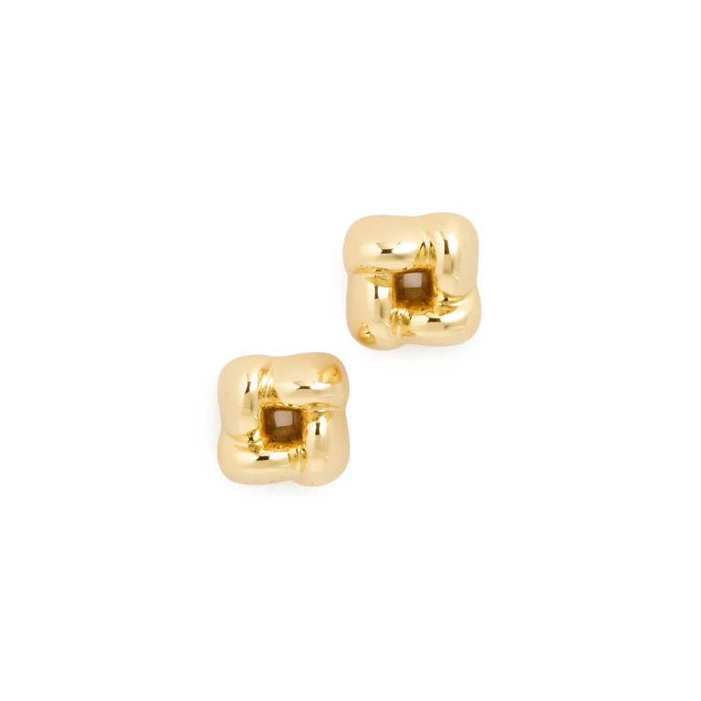 JENNY BIRD Mini Woven Square Earrings High Polish Gold One Size
