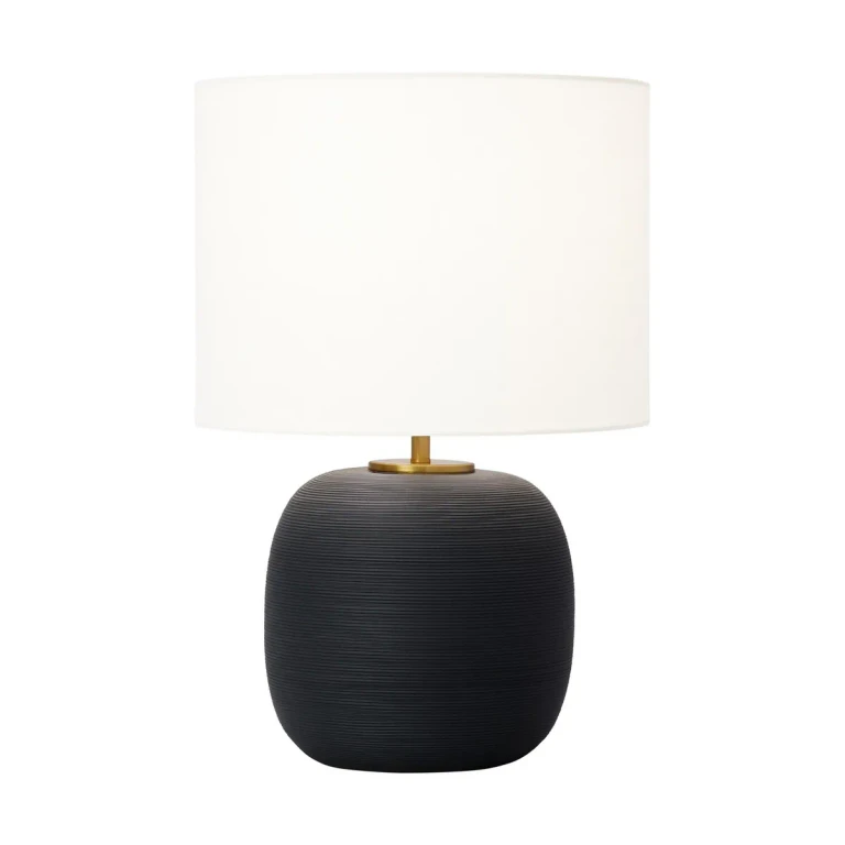 Rough Black Ceramic One Light Table Lamp from the Fanny Collection