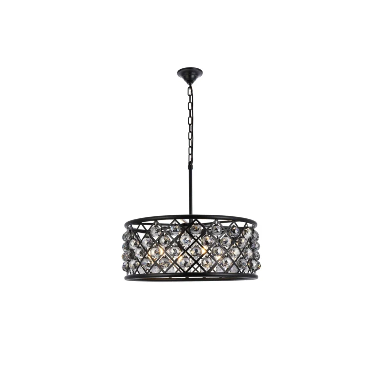 Matte Black Six Light Chandelier from the Madison Collection