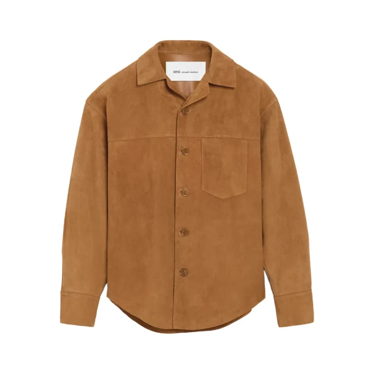 Buttoned overshirt in suede