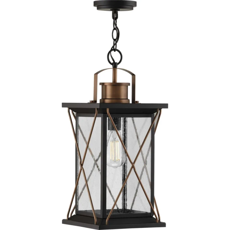 Antique Bronze One Light Hanging Lantern from the Barlowe Collection