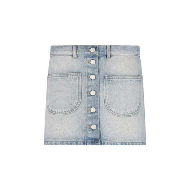Jupe courte en jean signature Courrèges