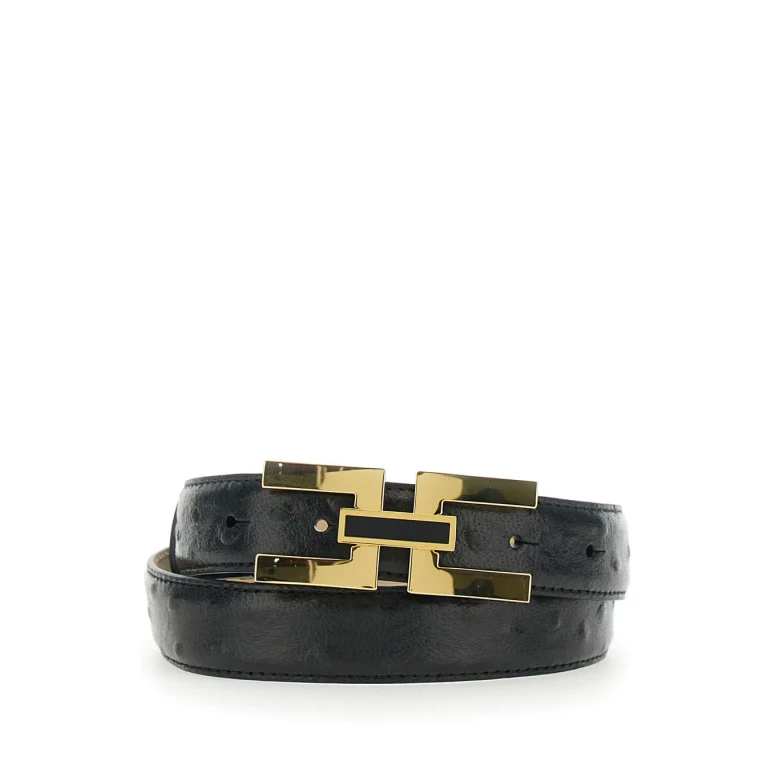 Elisabetta Franchi Black Belt ct25s62e2110 With Leather Logo Detail