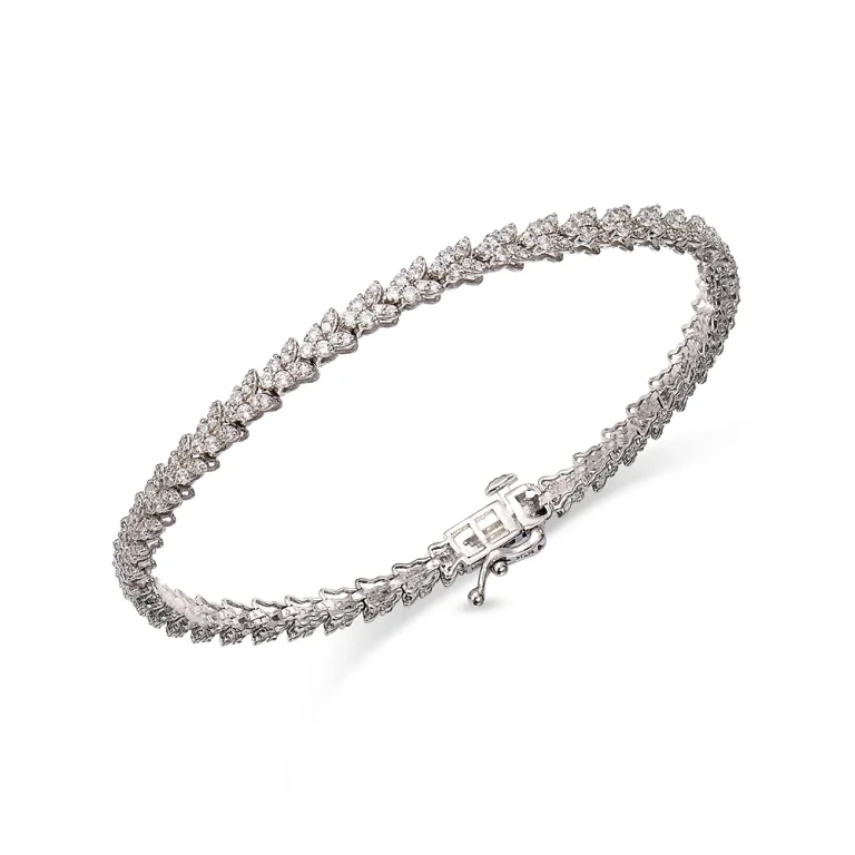 Diamond Butterfly Cluster Tennis Bracelet in 14K White Gold, 2.0 tcw