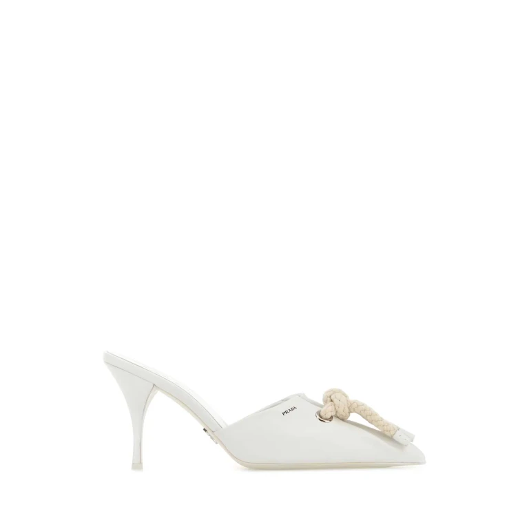 Prada White Nappa Leather Mules