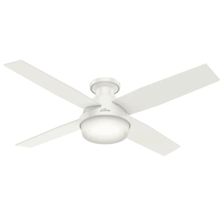 Hunter Dempsey 2-Light 52" LED Indoor Flush Mount Ceiling Fan in Fresh White