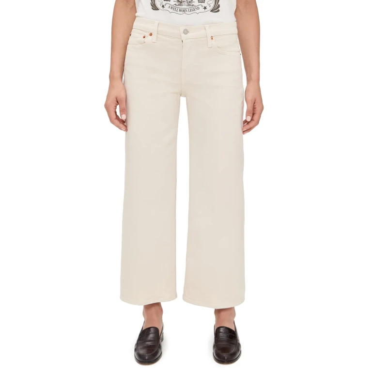 RE/DONE Mid Rise Wide Leg Crop Jeans Vintage White 25