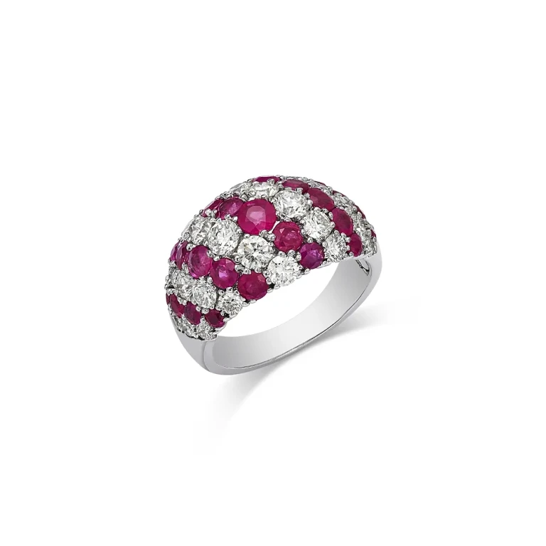 Bloomingdale's Ruby & Diamond Band Ring in 14K White Gold