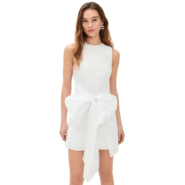 ROTATE Sleeveless Dress with Bow Bright White 40