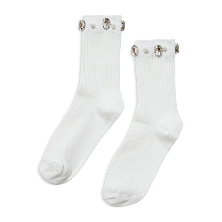 Stems Crystal Ribbed Crew Socks