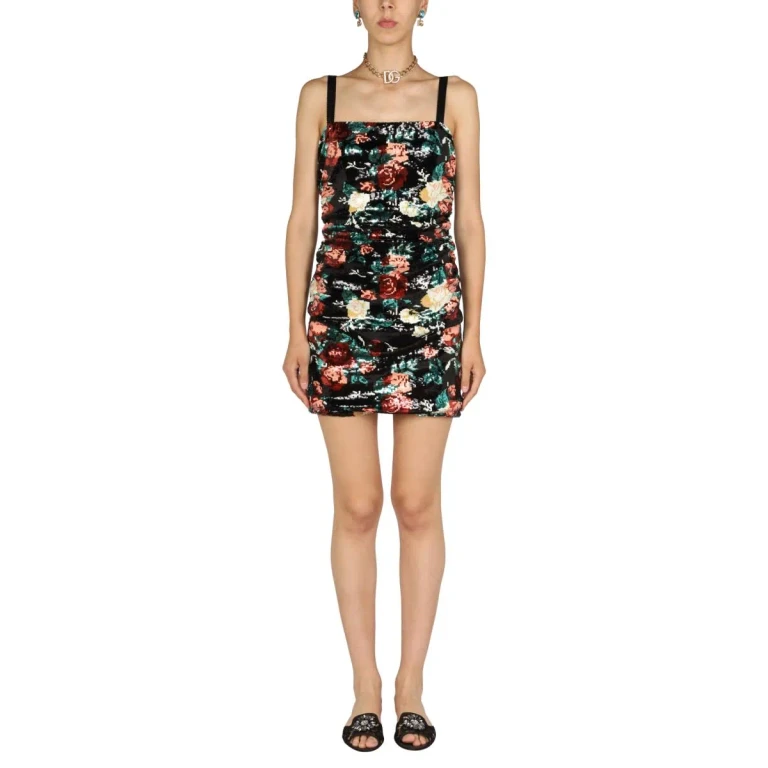 Vestido corto Dolce & Gabbana con bordado de rosas