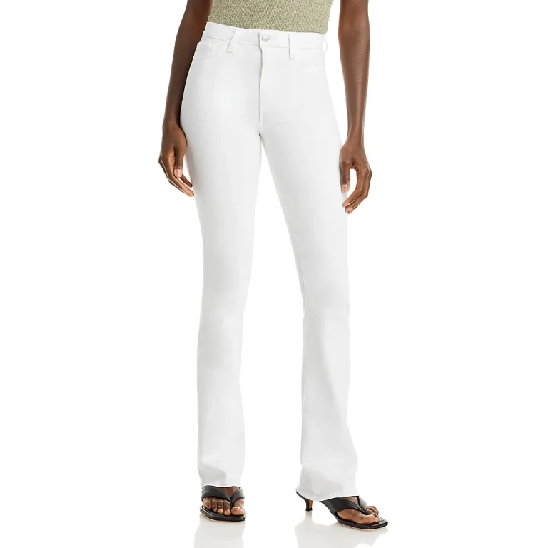 L'Agence Selma Cotton Stretch High Rise Bootcut Jeans in Blanc