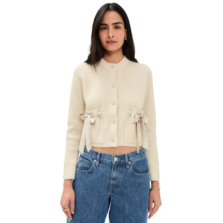 Splendid Stassi Satin Tie Cardigan Pale Oak Heather L